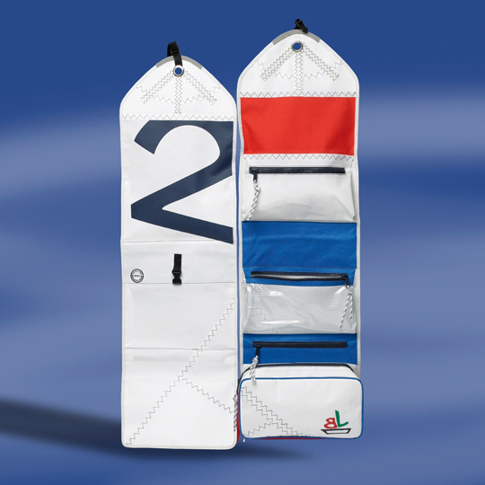 Kulturtasche rollbar weiß/marine