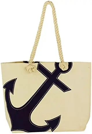 Shoppingbag mit Ankerdruck Baumwolle, 50x36x12cm