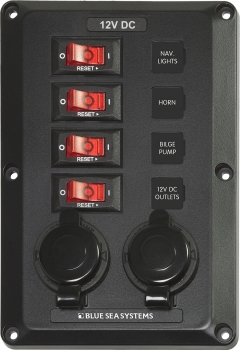 Schalterpanel 12VDC CB 4 Pos 2 12V Plugs