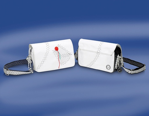 [27902] Schultertasche klein mit Leder rot 32 x 8 x 19 cm