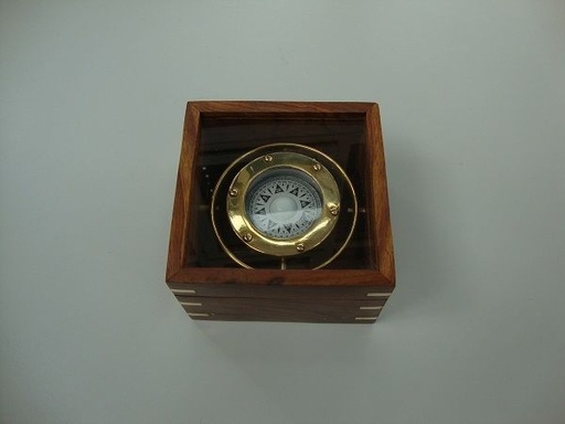 [30483] Kompass im Teak - Holzkasten Luxus klein