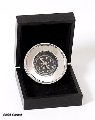 [29952] Kompass im Holzkasten verchromt