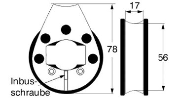 [20444] Reffleinenbl. für Relingsstütze 25mm Kugellager